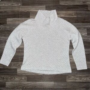 RBX Women's Gray Quilted Cowl Neck Pullover Top M L/S boxy athleisure‎ comfycore